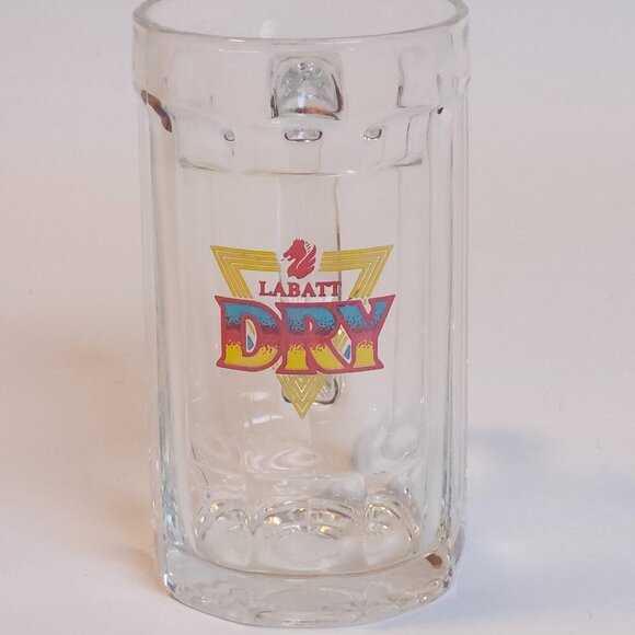 VINTAGE LABATT DRY Glass Beer Stein Neon Retro logo - Picture 1 of 6